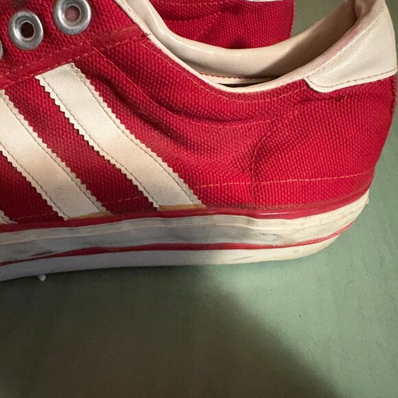 Vintage 70s Adidas Die Marke Mit Den Taiwan Red Sneakers Size 12.5 - Picture 2 of 16
